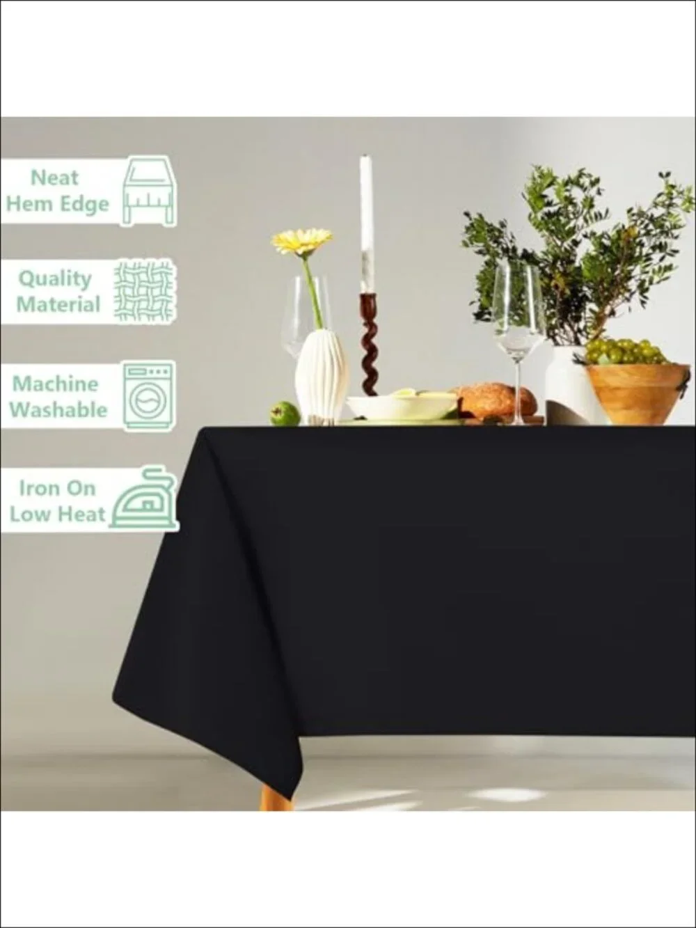 2 Pack 60x84 Inch Rectangle Fitted Tablecloth 100% Polyester Heavy Duty Washable